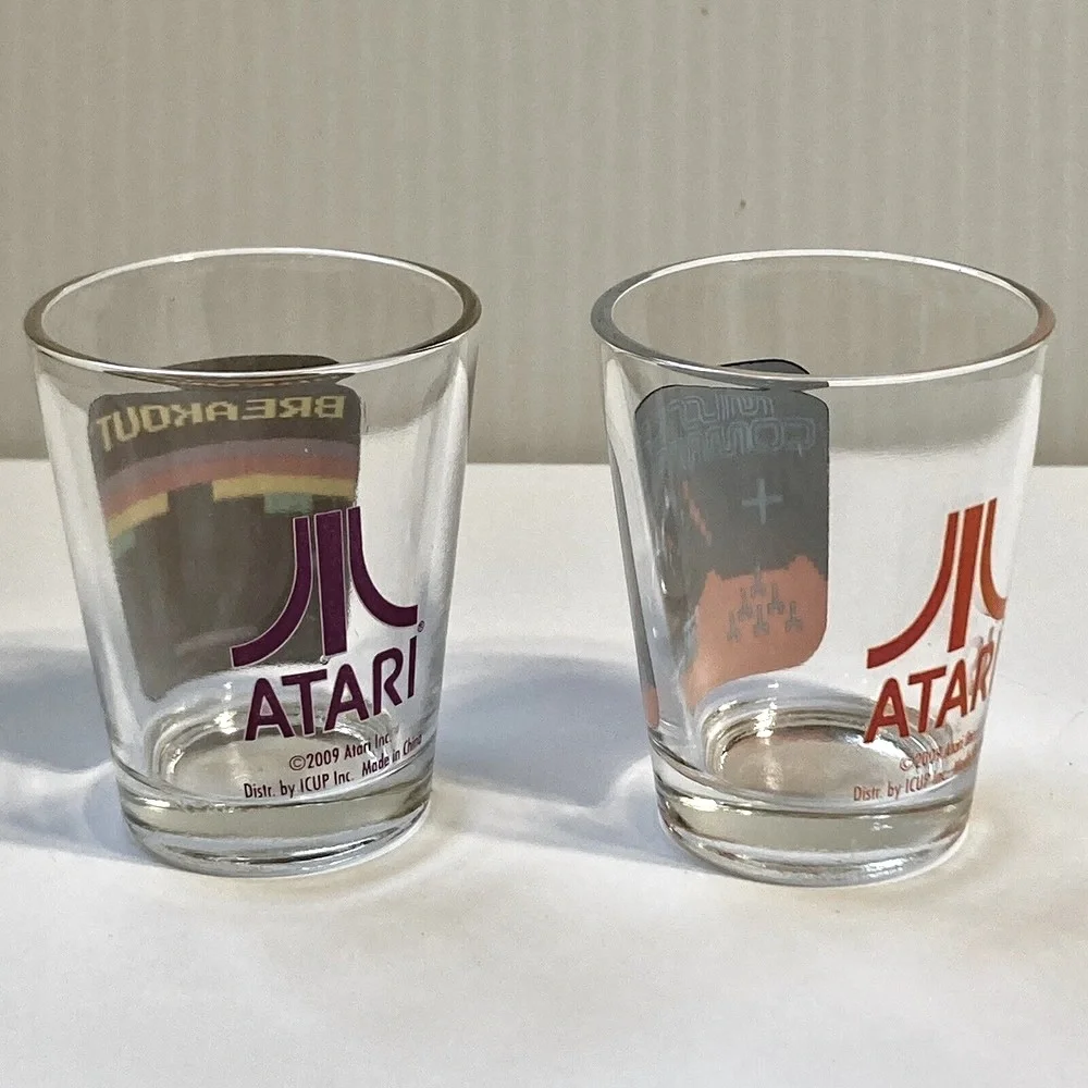 ATARI 2009 Collectible Shot Glasses Missile Command & Breakout Retro Game Merch